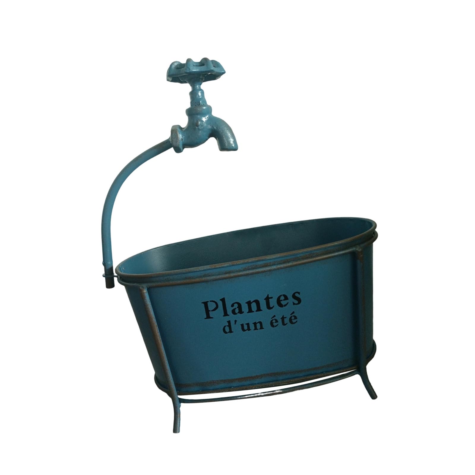 Hrtyvhin Rusty Garden Planter with Water Tap Ornament Tall Base Ovals Planter Decorate Pots for Succulents Home Decoration Iron Faucet Flower Pots