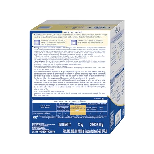 Image of Nestle NAN PRO 3 Follow-Up Formula-Powder After 12 months, Up to 18 months, Stage 3, 1.2 Kg, 3 x 400g Pouch in Box