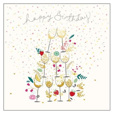 Elegant Female Birthday Card from The Peach & Prosecco Range by Woodmansterne - Cocktail Celebration - Pretty Embossed and Gold Foil Finish - Greeting Card for Her (WDM-451966) Cover