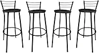 KIT Jogo 4 Banqueta Alta Preta Balcão Cozinha Sala Jardim