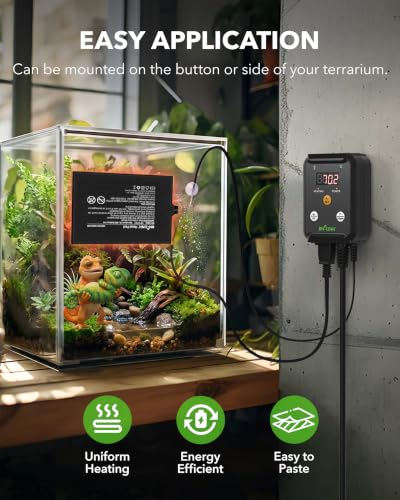 Image of BN-LINK Durable Reptile Heating Pad 6 inch X 8 inch with Digital Thermostat Under Tank Heater Terrarium Warmer Combo Set for Turtles, Lizards, Frogs, and Other Reptiles