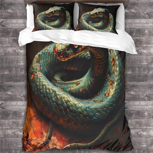 Housses de couettes serpent fermeture éclair pratique parure King 3D - 4