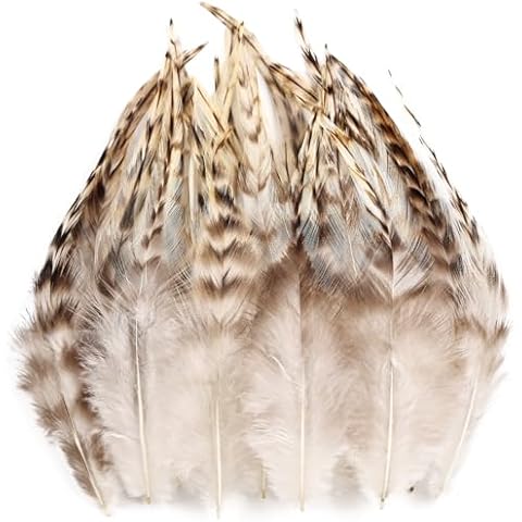 iHUFeather 120pcs 5-7" Feathers for Crafts，Saddle Hackle Feather，Rooster Feathers Bulk for Wedding Home Party, Dream Catcher Supplies and DIY Crafts(Grey-Chinchilla Saddle) Cover
