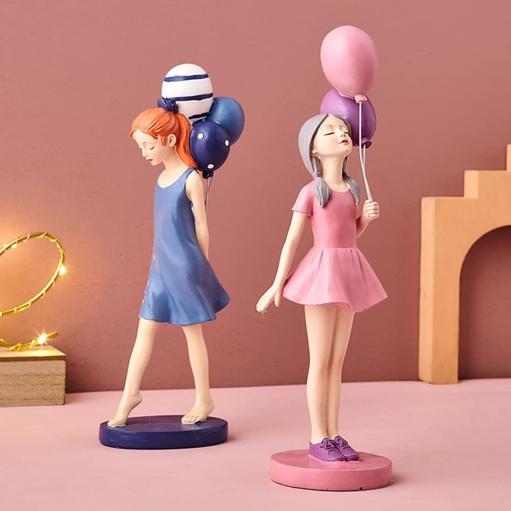 Furnishing Crafts Modern Luxurious Girl Statues Girl Bedroom Desktop Sculpture Resin Home Decor Ornaments Living Room Sculpture (Color : Pink-29.5cm)