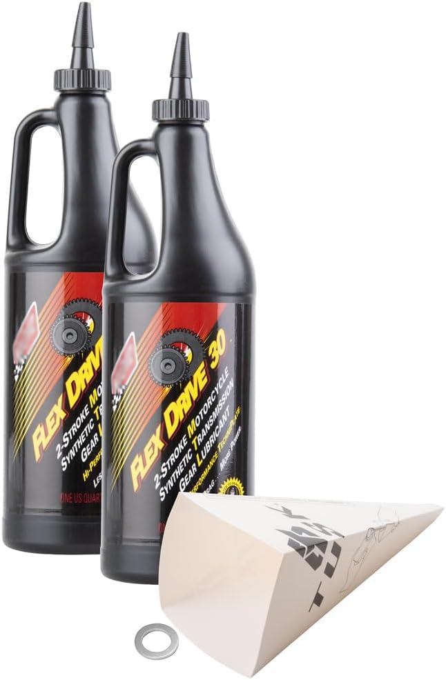Image of Tusk 2-Stroke Oil Change Kit ATV-Specific Transmission Maintenance Kit, M14 Crush Washer, Funnel & Gloves Compatible with Yamaha Banshee 350 1987-2006 (Klotz Flex Drive 30)