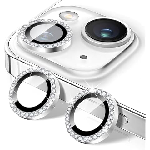 Kucheed Diamond Camera Lens Protector for iPhone 12/iPhone 12 Mini, Bling 9H Tempered Glass Camera Cover, Individual Automatic Alignment Metal Rings, Glitter Camera Lens Cover Film Stickers Cover