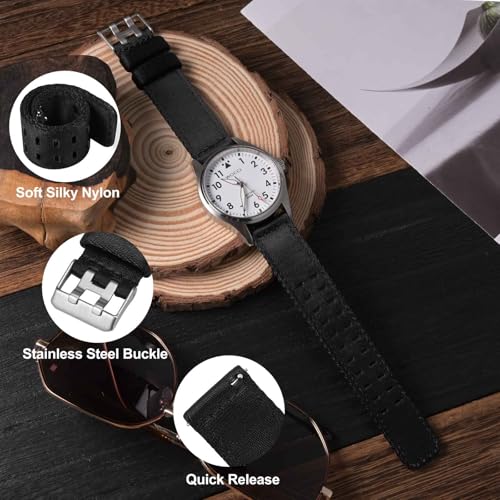 Image of WOCCI Double Holes Nylon Watch Bands, Silky Nylon Straps, Quick Release, Compatible Watch Lug Width 18mm 20mm 22mm