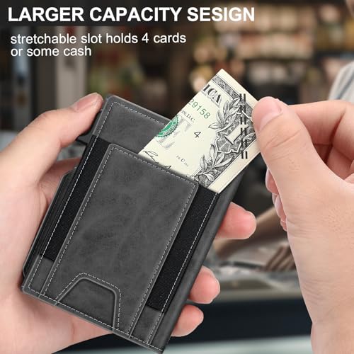 Image of Wallet for Men Wallet with Slim Pop Up Card Holder 9-13 Cards, Bifold Minimalist Smart Wallet RFID Blocking Credit Card Holder with ID Window & Stretchable Cash Slot Compact Metal Aluminum Card Case