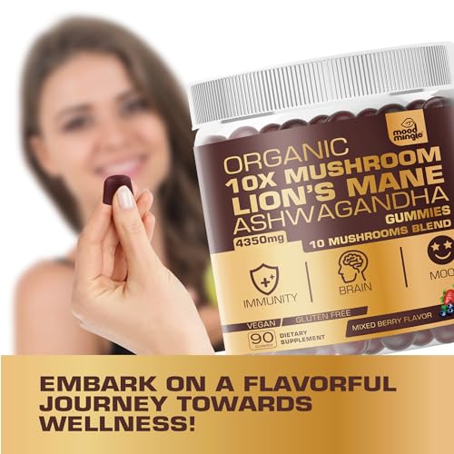 Mood Mingle Organic 10X Lion’S Mane Mushroom Gummies For Kids Adults (4350Mg) - Gluten Free Daily Supplement Complex Blend With Reishi Turkey Tail Shiitake thumb #4