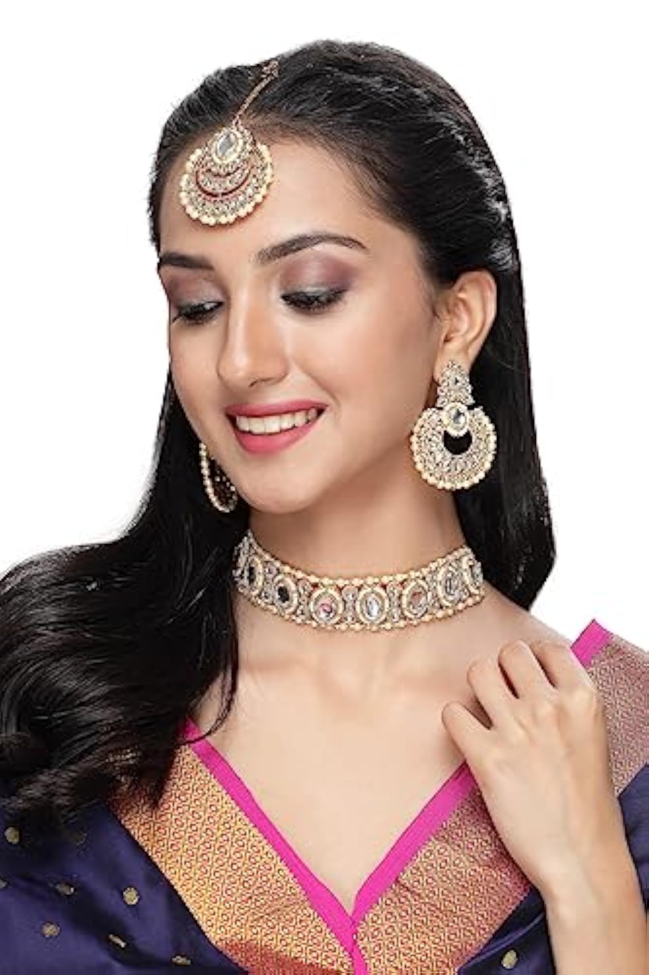 Indian Traditional Stone & Beads Choker Set with Earrings