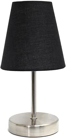 Simple Designs Sand Nickel Mini Basic Table Lamp with Fabric Shade ...