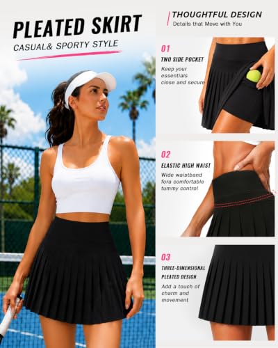 Pleated Tennis Skirt for Women Athletic Golf Skorts with Pockets Shorts - Image 5