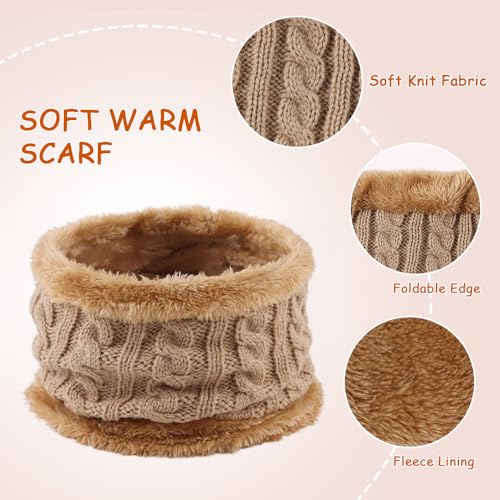 Image of Yuoahcn Kids Winter Beanie Hat Scarf Gloves Set Knit Warm Toddler Winter Cap Gloves Neck Warmer for Boys Girls 1-8 Year