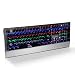 ENHANCE LED Mechanical Gaming Keyboard - Red Switches 104 Backlit Keys Pro Series FPS/MOBA Brushed Aluminum Metal - Anti Ghosting, N-Key Rollover, 10 Lighting Modes - Scoria Tournament Keyboard