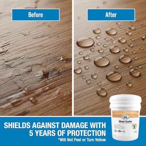 Image of Rain Guard Wood Sealer 5 Gallon | Ready to Use | Protects Wood from Water Damage, Rotting, and Stains | Water Based Silane /Siloxane | Eco-Friendly | VOC-Free | Natural Finish