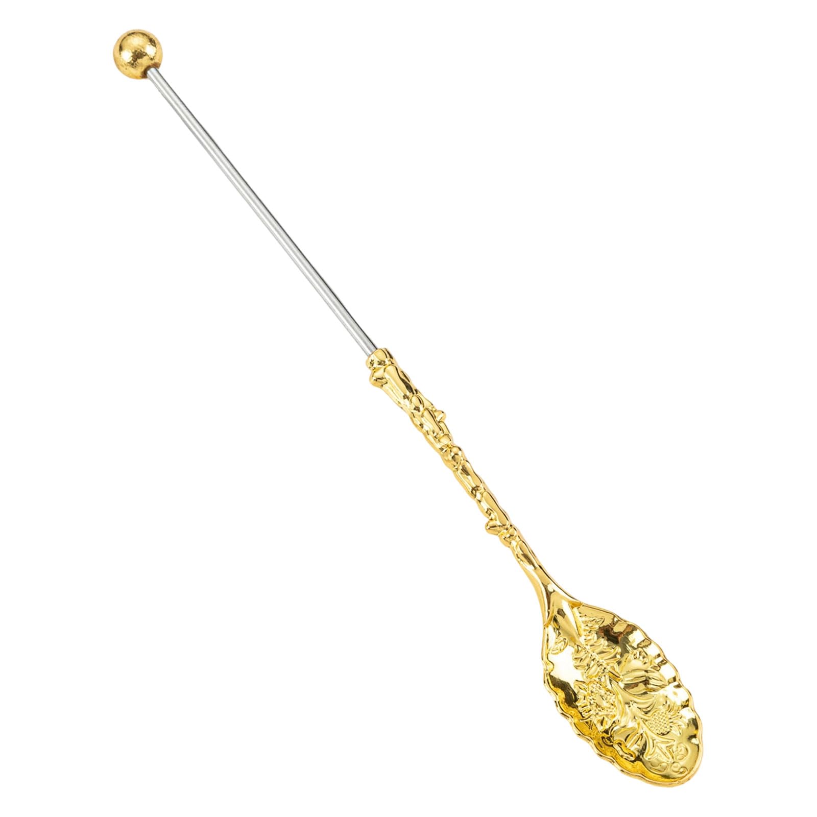 Nucelit Beaded Dessert Spoon Metal Long Handle Utensils for Beverages and Pastries Professional Home Kitchens Tool Beaded Coffee Spoon for Dessert and Beverage Long Handle Metal