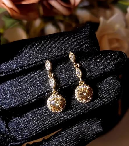 14K Gold Long Dangle Earrings with Round Moissanite, Roound Cut Moissanite Dangle Earrings, Ideal for Stylish Everyday Wear3