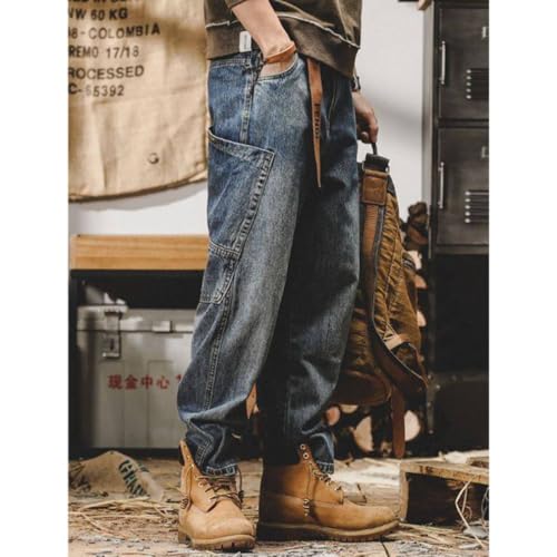 HZCX FASHION Men Hip Hop Steampunk Baggy Jeans Y2K Streetwear Pants Vintage Rock and Roll Cargo Denim Pants with Big Pockets2