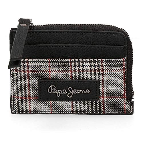 Pepe Jeans Grace Monedero con Tarjetero Negro 11,5x8x1,5 cms Piel Sintética