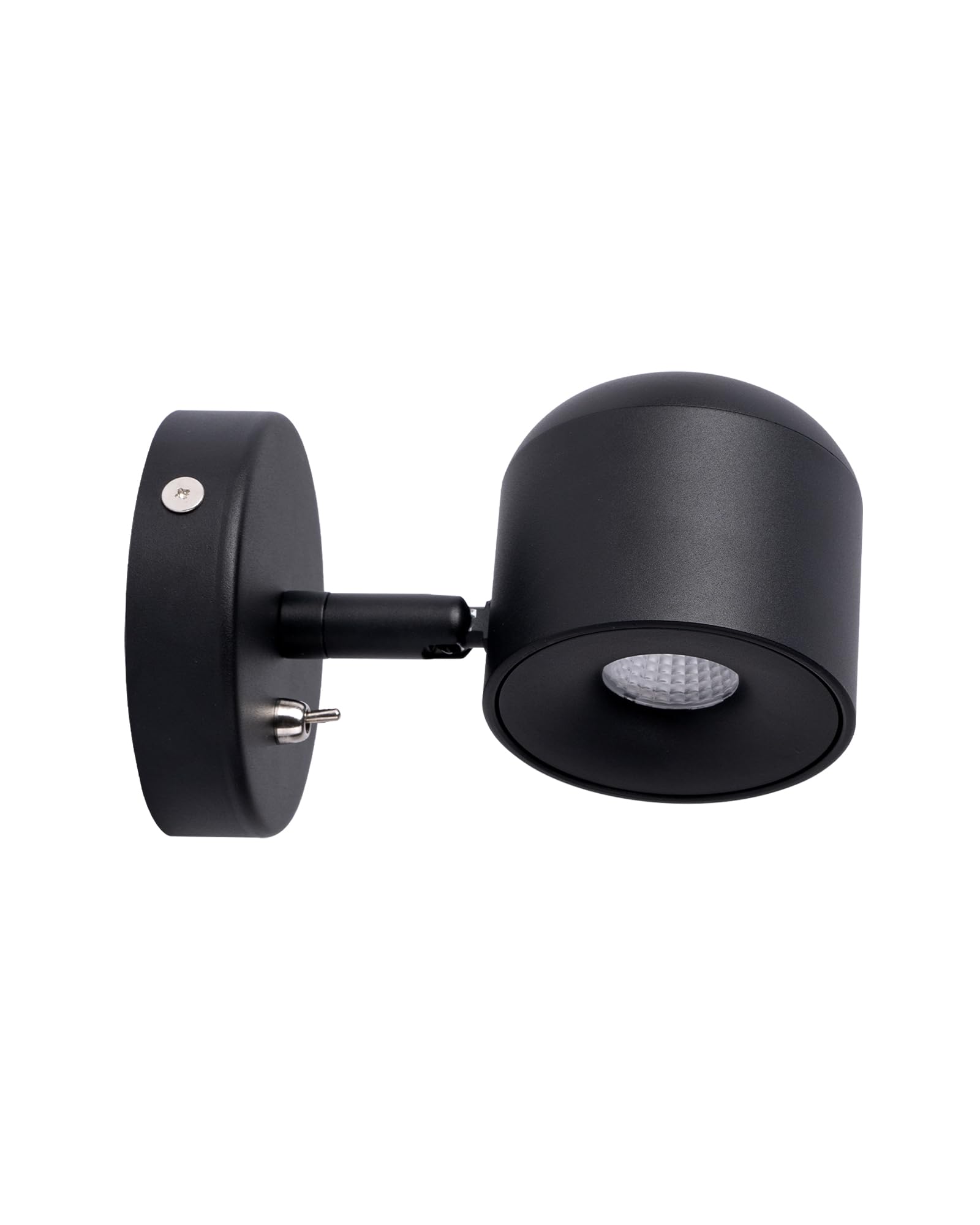 Aisilan LED Wandlampe Innen mit Schalter, Schwenkbar 350°/90° Wandleuchte Schwarz aus Aluminium, 3000K Warmweiß 7W, COB LED CRI97 ohne Flimmern, Wandstrahler für Schlafzimmer Flur
