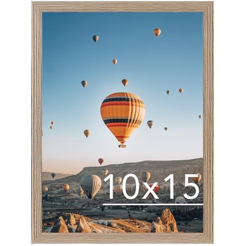 Image of JCJMY 10x15 Picture Frame Rustic Brown for Wall Hanging, Wall Mounting Horizontally or Vertically, 10 x 15 Wall Gallery Poster Photo Frame with Shatter Resistant Plexiglass, Rustic Brown