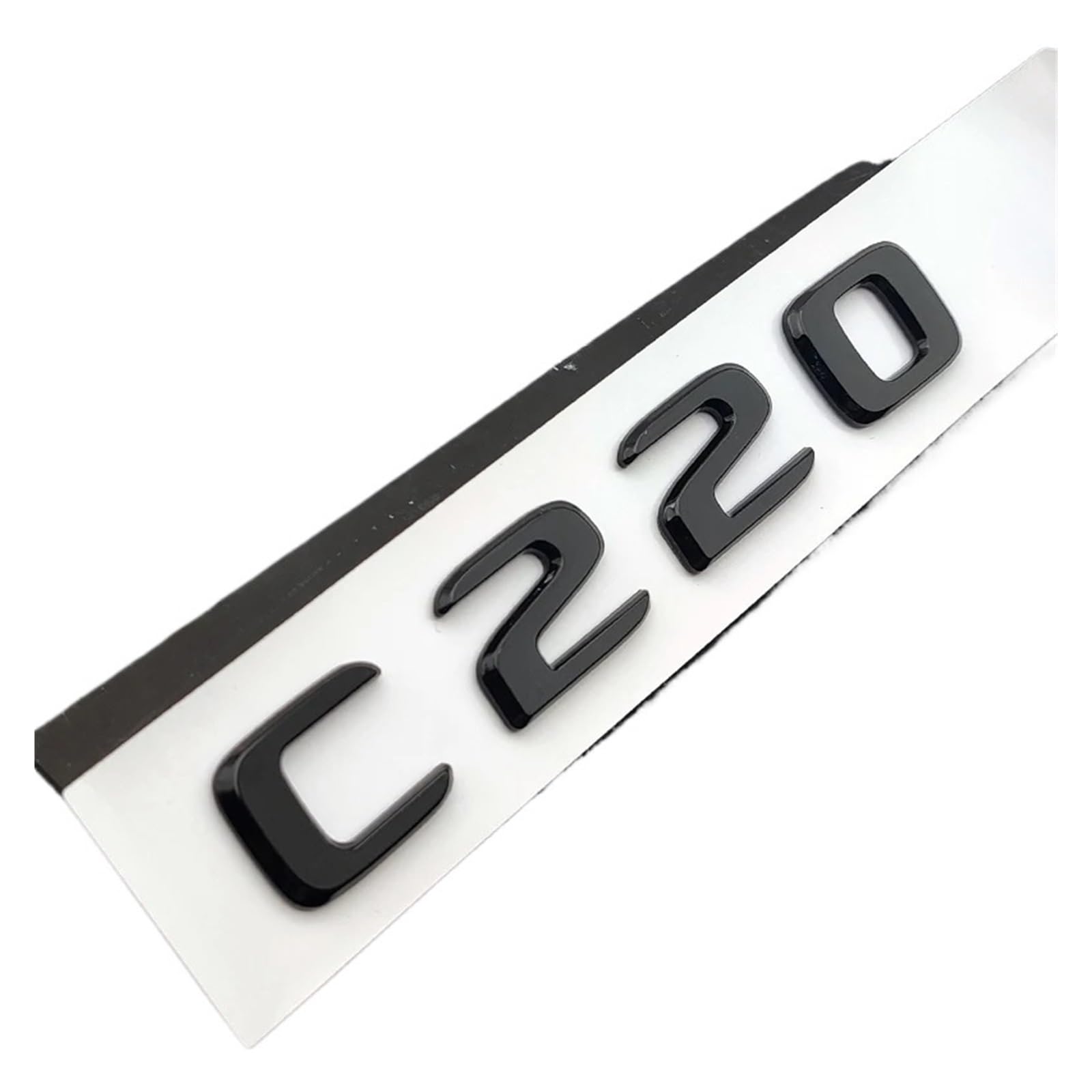 OVARIA ABS Black Chrome 3d Letters For Car Trunk Badge Fit For Mercedes Benz C200 C320 C220 W204 W205 W206 Letters Emblem Sticker Accessories(C 220 Glossy Black)