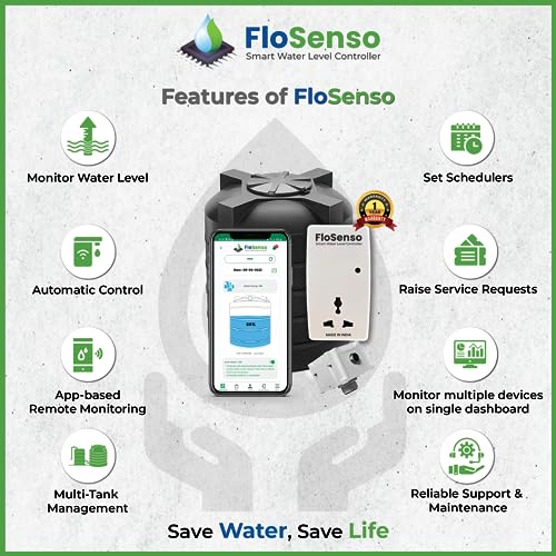 Image of Smart Water Level Controller- FloSenso Fully Automatic Water tank Level Controller (Wi-Fi /Mobile app controlled) Water management device (6 Amp Wired)