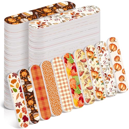 Lanties 50 Pcs Fall Mini Nail Files Pumpkin Gifts for Women Double Sided Thanksgiving Nail Files Bulk Fall Party Favors Mini Autumn Harvest Emery Board Manicure Tools Spa Kits Goodie Bags Stuffers
