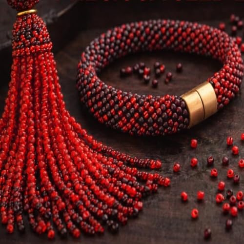 Image of Beadsnfashion Preciosa Seed Beads Tube Combo, 4 Red Finish Color Size 11 /0 (2 MM) for Beading, Jewellery Making, Embroidery, Bracelets, Necklace and Craft Projects