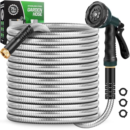 Amayrose Garden Hose with 10-Function Nozzle,...