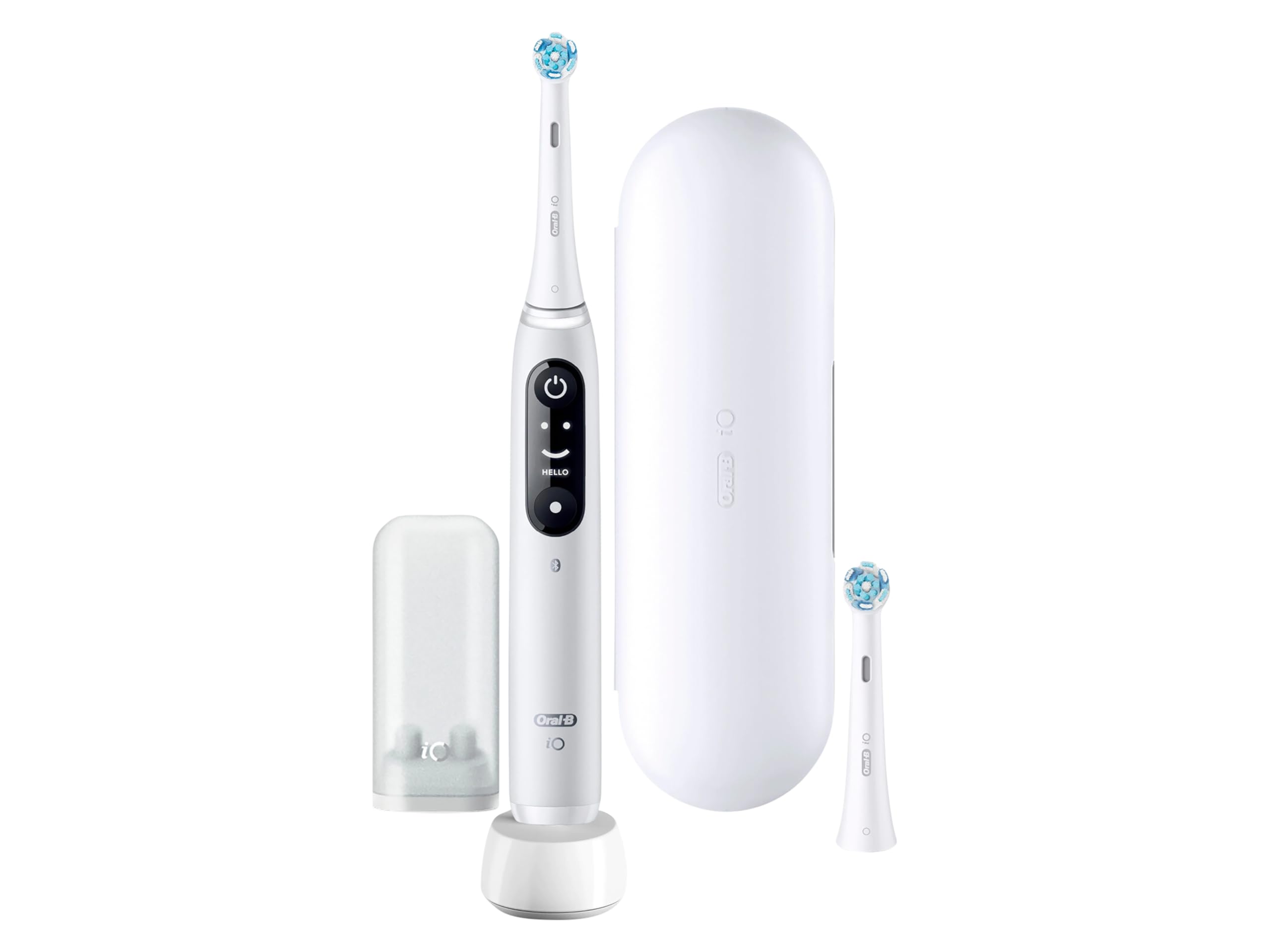 Oral-B iO Series 6 - Cepillo de dientes eléctrico, 2 cabezales de cepillo, 5 modos de cepillado para el cuidado dental, regalo de San ValentÃn para él o ella, pantalla y estuche de viaje, diseñado por