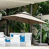 Materiales de alta calidad: paraguas de sombrilla súper grande de color caqui de 4 x 3 metros, anti-decoloración, anti-ultravioleta, la tela del paraguas está presionada por tres capas de película protectora impermeable, película protectora contra el sol y tela teñida con hilo teñido, que es duradera .