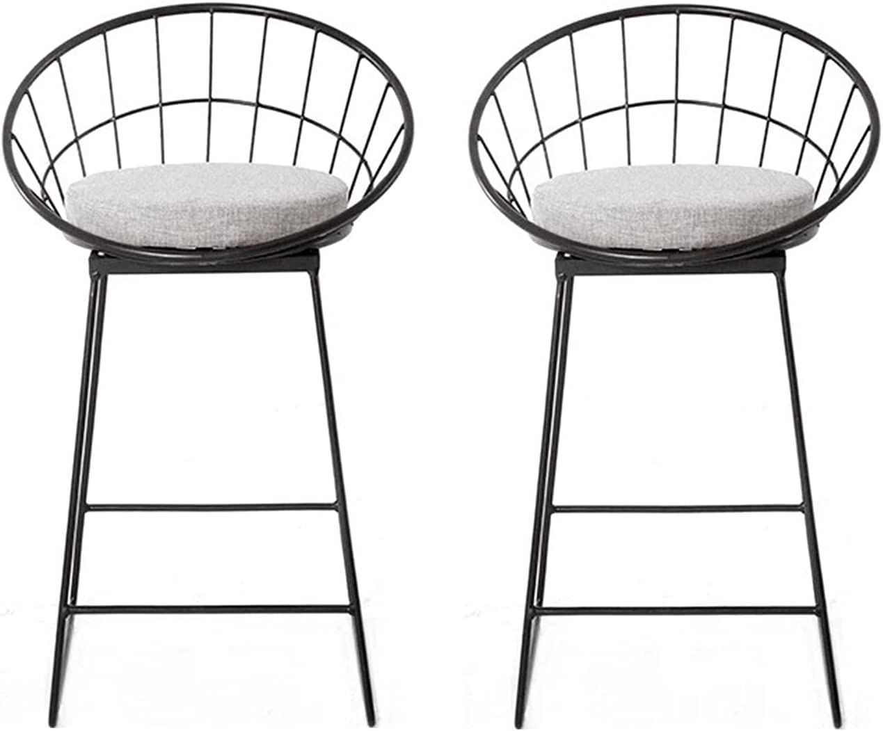 GRDDBZA Modern Bar Stools Set Counter Height Dining Chairs Bar Stool with Cushion Bar Chairs Metal Frame Modern Style Barstool Counter Height Stools with Back Footrest(Black,75cm)