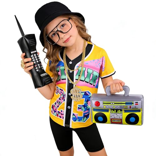 Disfraz infantil 80s 90s Hip Hop para niñas 8 piezas miniatura 5