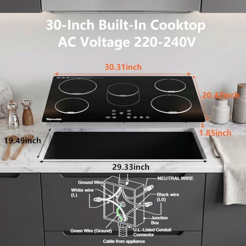 Image of 5 Burner Electric Cooktop, Hot Plate 30 Inch Electric Burner Stove Cook Top