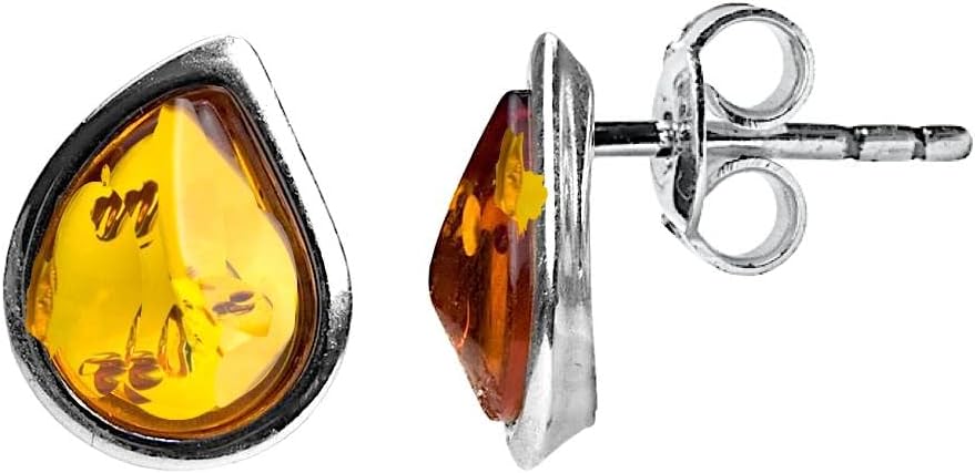 Ian and Valeri Co. Amber Sterling Silver Teardrop Set Stud Earrings Pendant Necklace 18 Inches - Image 2