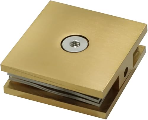 CKB Abrazadera de vidrio de latón para vidrio de 516"-38" (0.315 in-0.394 in), acabado dorado, abrazadera en U de 2 x 2 pulgadas para montaje en