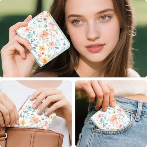 Image of Small Womens Wallet Thin Credit Card Holder Pocket Mini Purse | Ladies Compact Travel Wallets Women Slim RFID Blocking Bifold Pocket Card Holders for Travel & Daily Use Floral Female Wallet