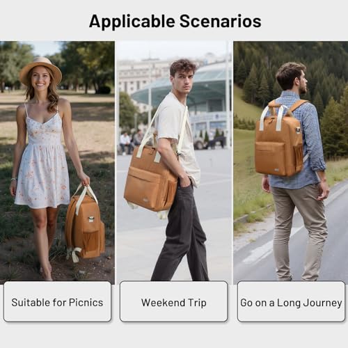 Image of MIER Small 16L Insulated Cooler Backpack with Removable Divider, Lightweight Soft Wine Cooler Bag for Beach Travel Work Picnics Camping, Portable Lunch Backpack for Men Women, Brown