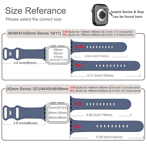 Image of Sport Bands Compatible with Apple Watch Band Women Men 40mm 38mm 41mm 42mm 44mm 45mm 46mm 49mm ,Soft Wristband Waterproof Replacement Strap for iWatch Bands Series 11 10 9 8 7 6 5 4 3 2 1 SE Ultra Blue Gray