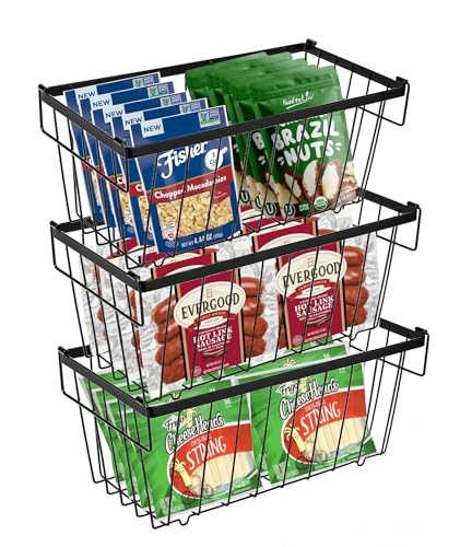 Lot De 4 Panier Congelateur Coffre, MéTal Rangement Congelateur Empilable Panier Congelateur Avec PoignéEs Et Fond AntidéRapant Noiradapté Pour...