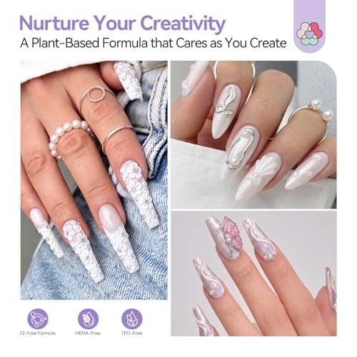 Image of SAVILAND Non-Sticky Solid Builder Nail Gel Kit: HEMA-Free Sculpting Gels for Nail Art with Sequins Sculpture Pen for 3D Gel Nails Art Carving Extension Overlays Starters DIY Home Satin White 2.02oz