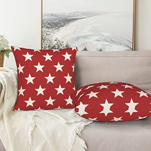 Sunshineyan 4Th Of July Independence Day Pillow Covers 18X18 Set Of 2, Memorial Day Red Star Throw Pillow Covers American Patriotic Outdoor Cushion Cases Linen Decorative For Couch Sofa #TOP6