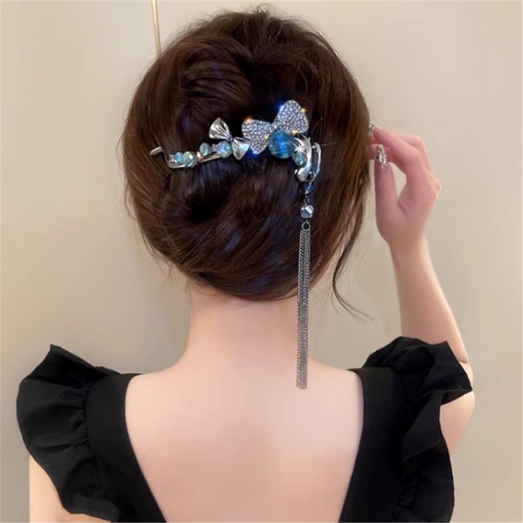 Pince à cheveux noir et cristal style 8 torsadé idéale pour vos coiffures de bureau