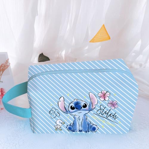 Stitch Travel Cosmetic Bag + Double Sided Cosmetic Mirror+Stitch Bracelet,.Large Capacity PU Bag. Stitch Stuff Gift. Foldable Makeup Accessories are Perfect Gifts for Girls and Women - Image 5