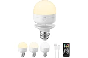 Rechargeable Light Bulbs with Remote Control Timer and 3 Color Temperature Options:...