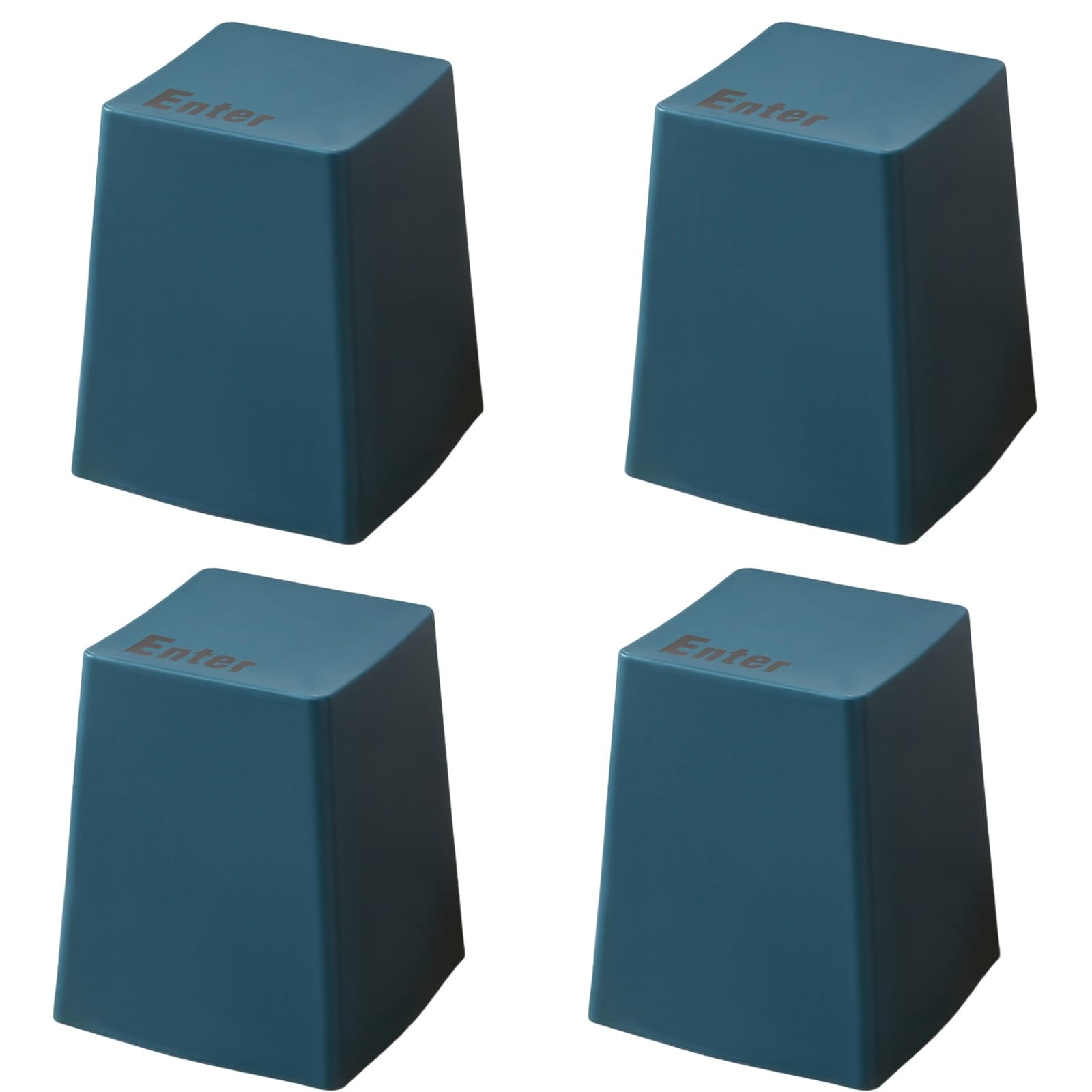 Stackable Plastic Stools Set of 4 Blue Square Bar Stool for Kitchen Living Room Office Space Saving Dining Chairs with Backless Design Stackable for Easy Storage and Convenience