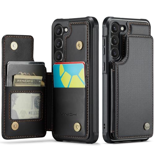 Vinich for Samsung Galaxy S23 Wallet Case with Card Holder RFID Blocking Credit Slots Kickstand Shockproof Phone Cover Fit for Galaxy S23 6.1 Black