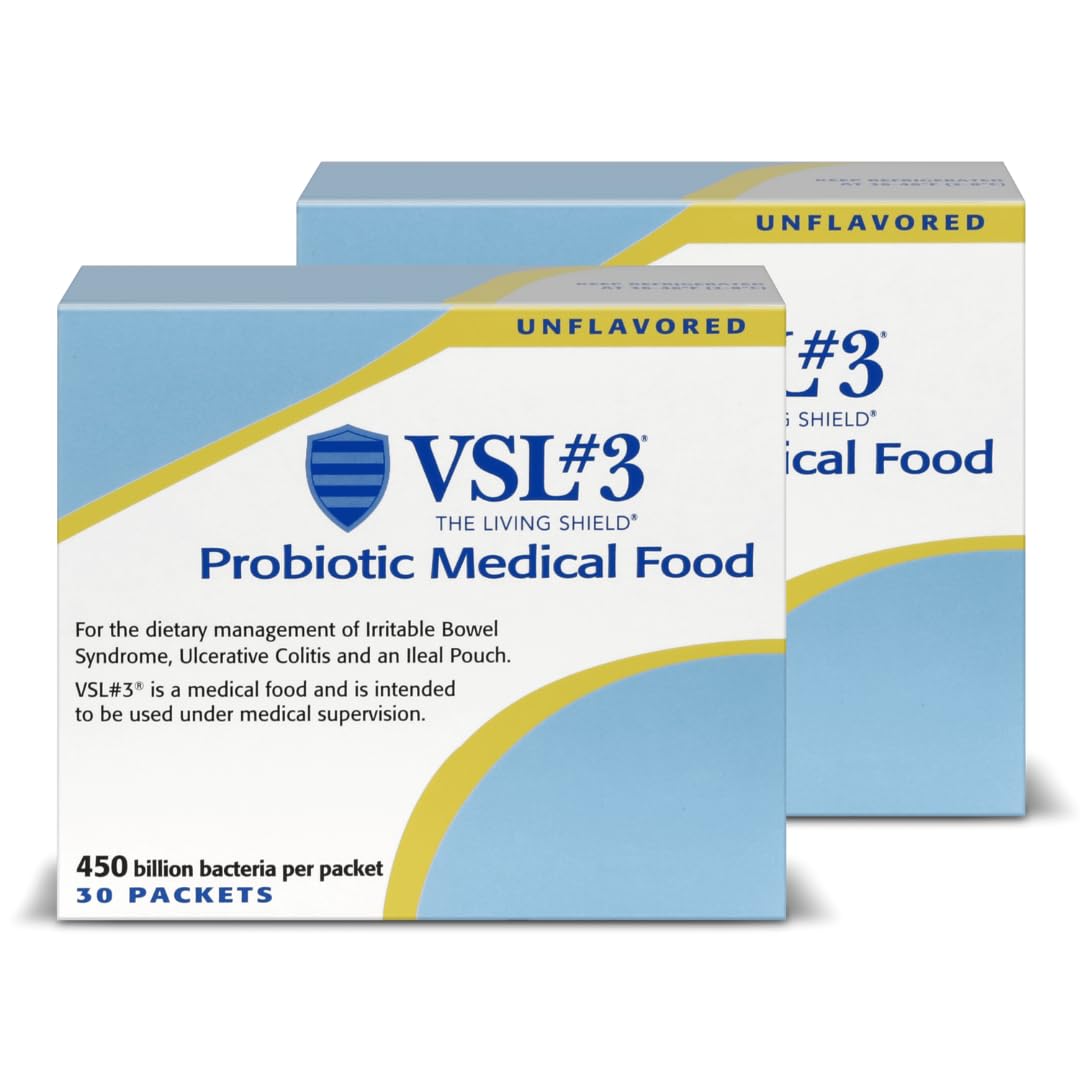 Sponsored Ad - VSL #3® Probiotic Powder for Digestive Health, IBS & UC Symptoms - 450B CFUs, High-Potency, Multi-Strain, Live, Refrigerated Probiotic, Medical Food for Gut Health Support in Men & Women, 60 Pack