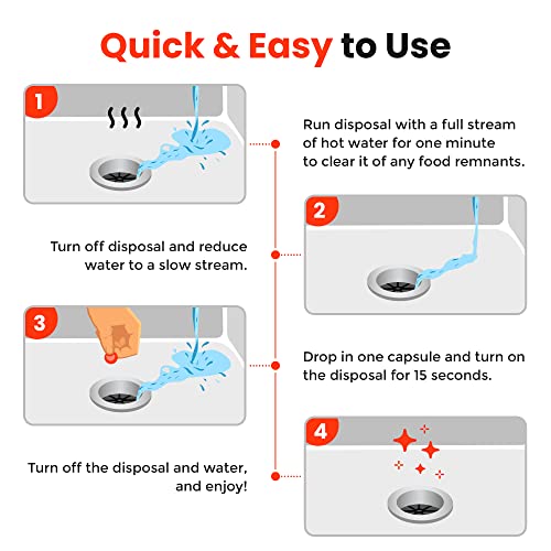 Garbage Disposal Cleaner And Deodorizer Drops- [[50-Count]] Orange Zest Scented Kitchen Sink Freshener Pods & Drain Odor Eliminator Disposer Care Balls By Bastion #TOP4